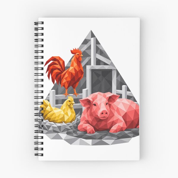 Item preview, Geometric rooster, hen and pig designed and sold by danart7.