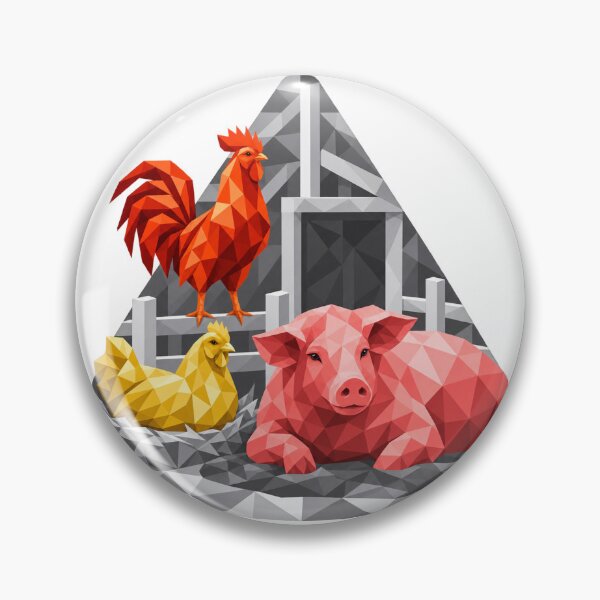 Item preview, Geometric rooster, hen and pig designed and sold by danart7.