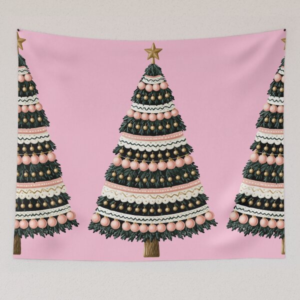 Item preview, Elegant Layered Christmas Tree with Pink Ornaments designed and sold by colorful-white.