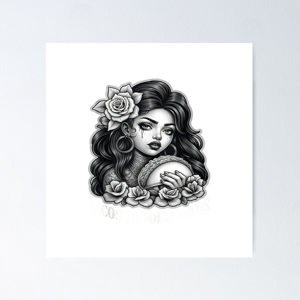Item preview, Tacos Before Vatos Sad Chola Latina Chicana Floral Tank Top designed and sold by BeZTo.