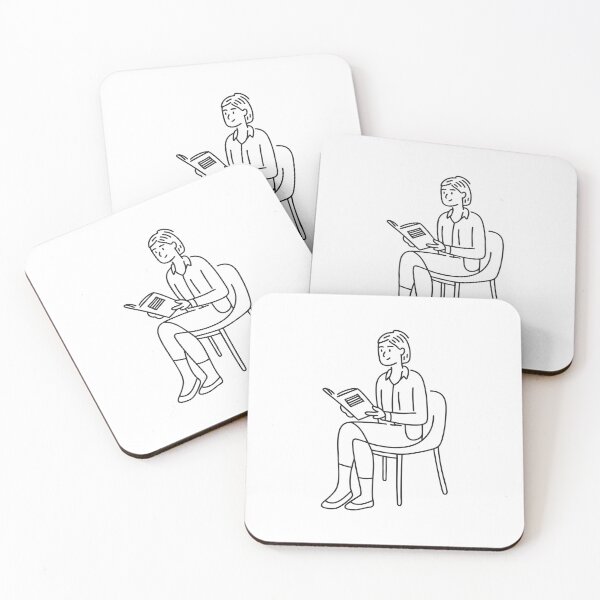 Item preview, A female visitor sitting in a waiting area with a brochure designed and sold by rasagamastore.