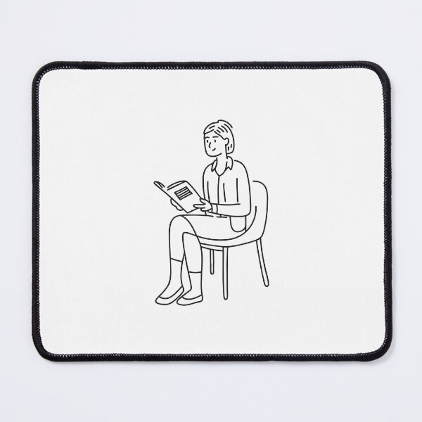 Item preview, A female visitor sitting in a waiting area with a brochure designed and sold by rasagamastore.