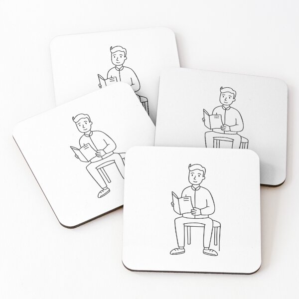 Item preview, A male visitor sitting in a waiting area with a brochure designed and sold by rasagamastore.