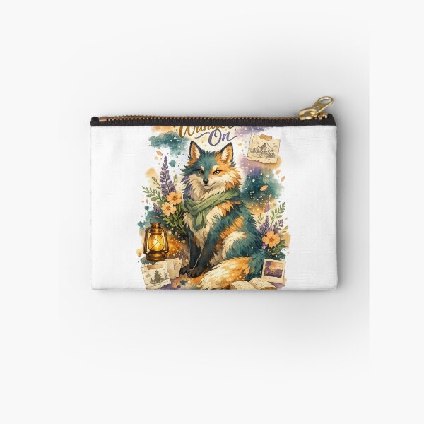 Item preview, Wander On Fox Traveler Lantern Wildflower Adventure Watercolor Art Design designed and sold by inkoutninja.