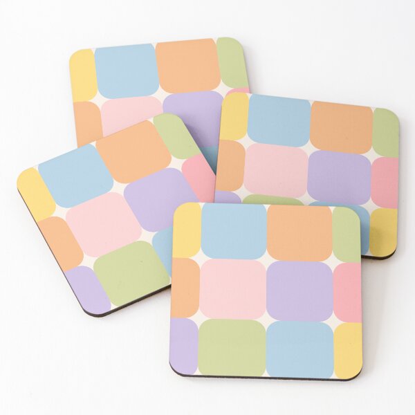 Item preview, Soft colourful mid-century modern geometric square grid in pastel colours designed and sold by PrettywithColor.