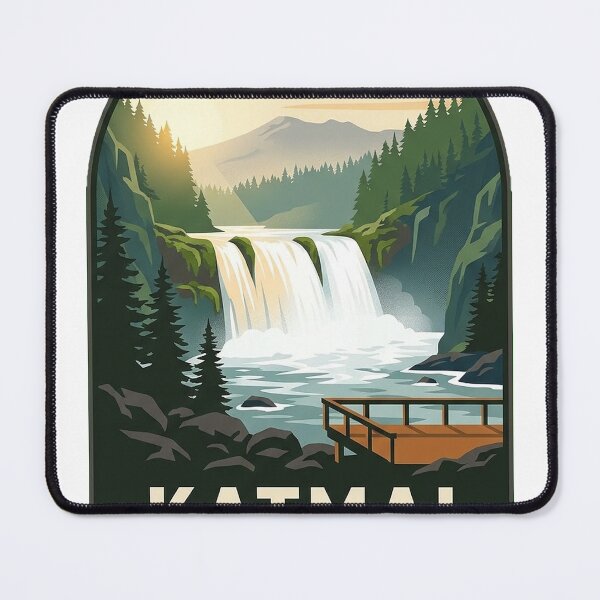 Item preview, Brooks Falls Katmai National Park Vintage WPA Sticker designed and sold by DetourDgn.