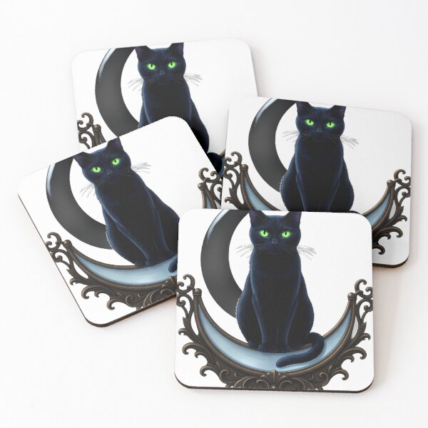 Item preview, Gothic Black Cat Obsidian Scrying Mirror & Crescent designed and sold by IllumeInk.