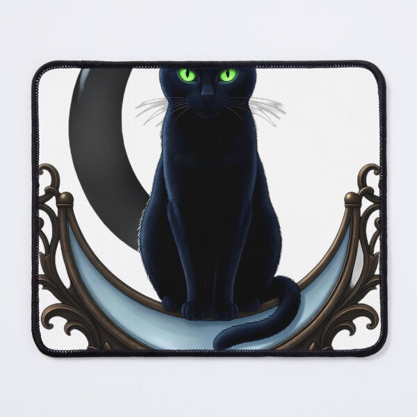 Item preview, Gothic Black Cat Obsidian Scrying Mirror & Crescent designed and sold by IllumeInk.