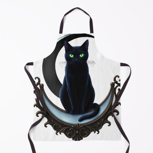 Item preview, Gothic Black Cat Obsidian Scrying Mirror & Crescent designed and sold by IllumeInk.