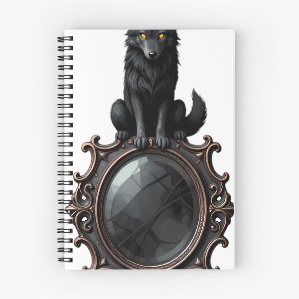 Item preview, Gothic Shadow Wolf Cub Carved Obsidian Mirror designed and sold by IllumeInk.