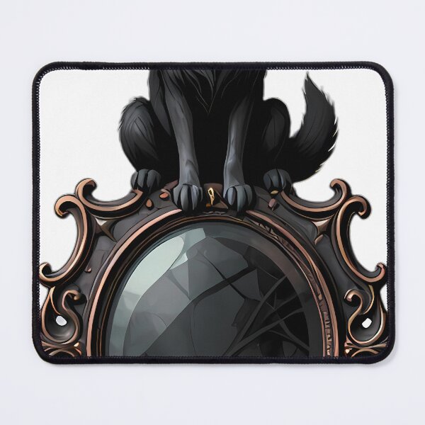 Item preview, Gothic Shadow Wolf Cub Carved Obsidian Mirror designed and sold by IllumeInk.