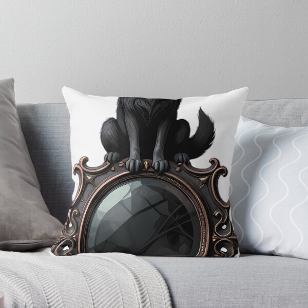 Item preview, Gothic Shadow Wolf Cub Carved Obsidian Mirror designed and sold by IllumeInk.