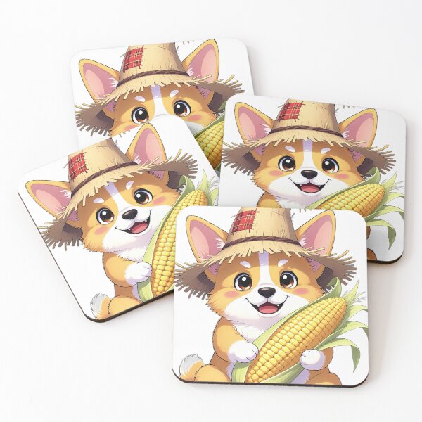 Item preview, Cute Scarecrow Corgi Puppy Hugging Sweet Harvest Corn designed and sold by pumsquare.