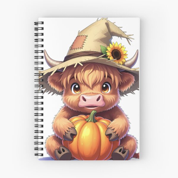 Item preview, Cute Scarecrow Baby Highland Cow Hugging Harvest Pumpkin designed and sold by pumsquare.