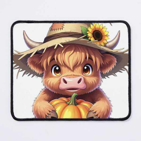 Item preview, Cute Scarecrow Baby Highland Cow Hugging Harvest Pumpkin designed and sold by pumsquare.