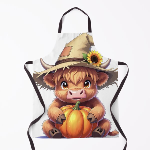 Item preview, Cute Scarecrow Baby Highland Cow Hugging Harvest Pumpkin designed and sold by pumsquare.