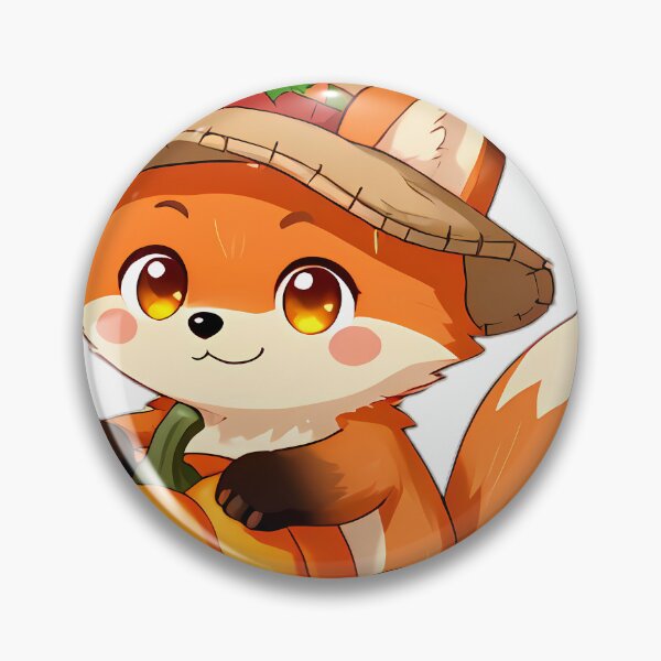 Item preview, Cute Scarecrow Red Fox Cub Hugging Bright Orange Pumpkin designed and sold by pumsquare.