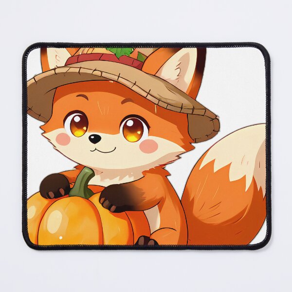 Item preview, Cute Scarecrow Red Fox Cub Hugging Bright Orange Pumpkin designed and sold by pumsquare.
