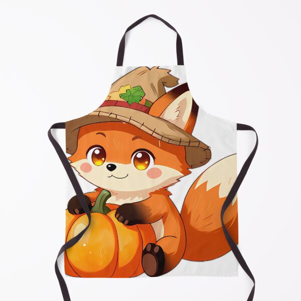 Item preview, Cute Scarecrow Red Fox Cub Hugging Bright Orange Pumpkin designed and sold by pumsquare.