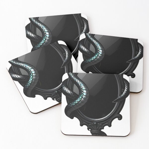 Item preview, Gothic Black Viper Serpent Coiled Obsidian Mirror designed and sold by IllumeInk.