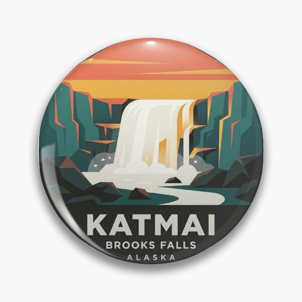 Item preview, Katmai Brooks Falls Sunset Geometric Hexagon Sticker designed and sold by DetourDgn.