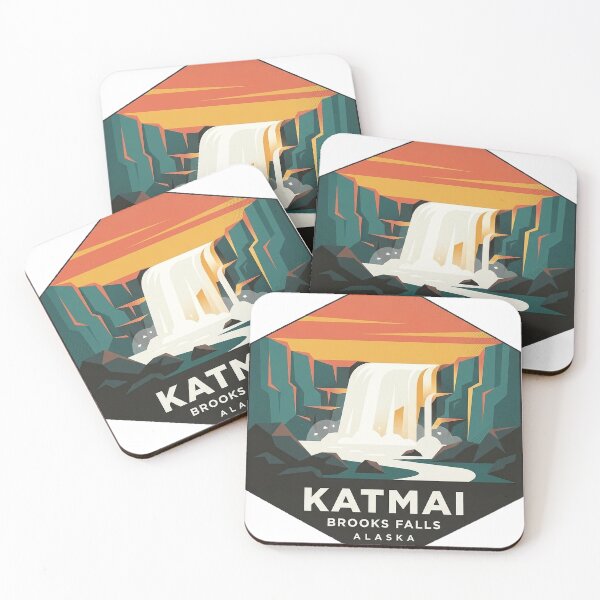 Item preview, Katmai Brooks Falls Sunset Geometric Hexagon Sticker designed and sold by DetourDgn.