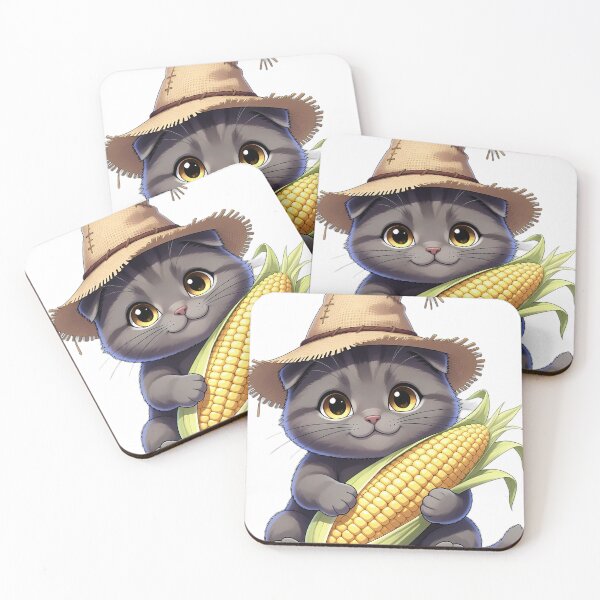 Item preview, Cute Scarecrow Scottish Fold Kitten Hugging Sweet Harvest Corn designed and sold by pumsquare.