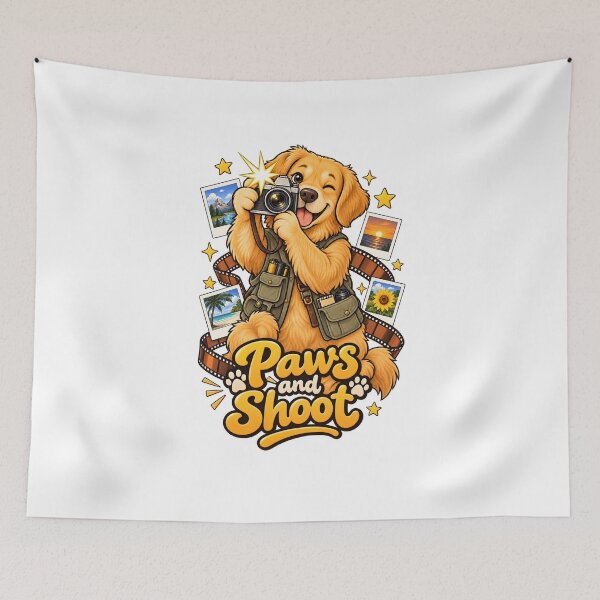 Item preview, Paws and Shoot – Cute Dog Photographer Cartoon designed and sold by Isliath.