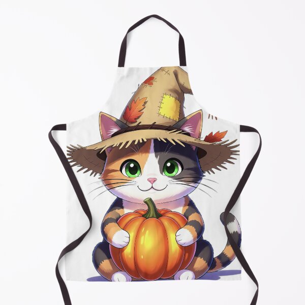 Item preview, Cute Scarecrow Calico Cat Hugging Glowing Harvest Pumpkin designed and sold by pumsquare.