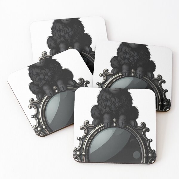 Item preview, Gothic Black Goat Kid Carved Pewter Scrying Mirror designed and sold by IllumeInk.