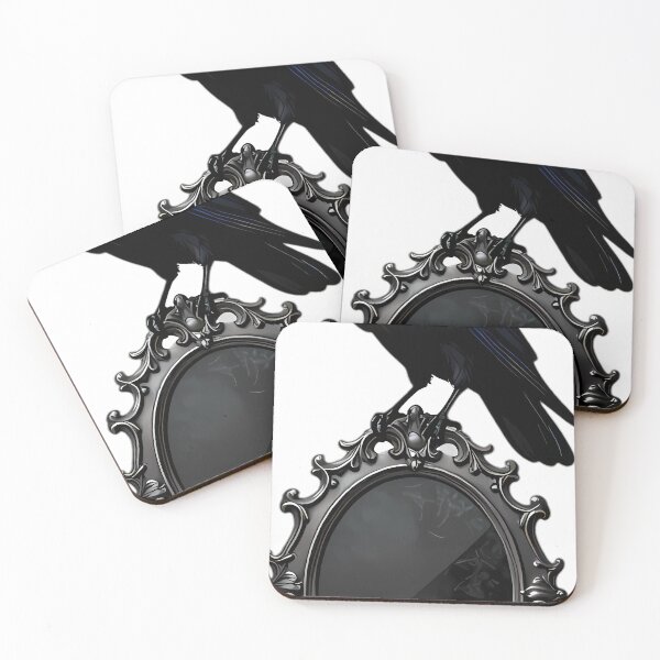 Item preview, Gothic Crow Antique Pewter Scrying Mirror designed and sold by IllumeInk.