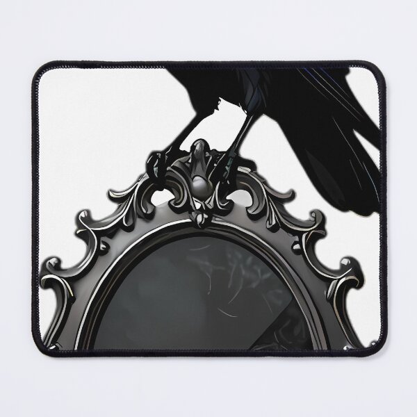 Item preview, Gothic Crow Antique Pewter Scrying Mirror designed and sold by IllumeInk.