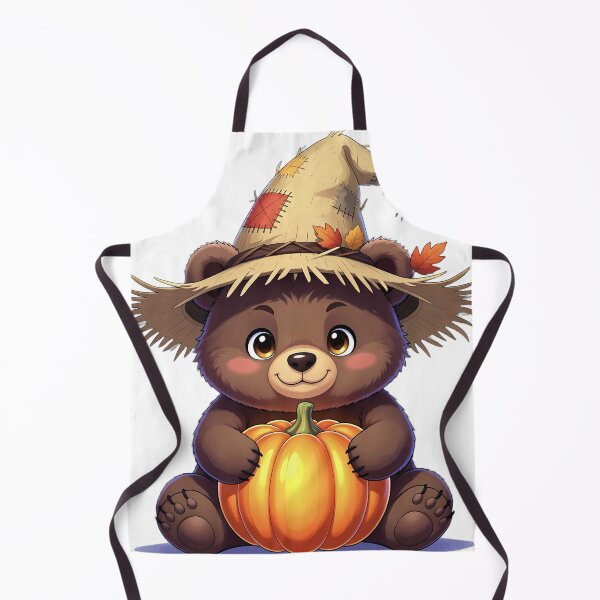 Item preview, Cute Scarecrow Brown Bear Cub Hugging Autumn Pumpkin designed and sold by pumsquare.