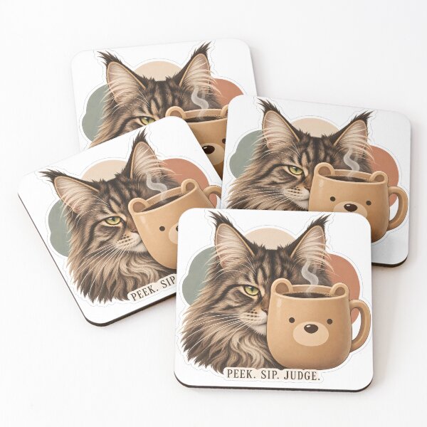 Item preview, Peek Sip Judge – Funny Maine Coon coffee Mug Cat designed and sold by Jaani-T.