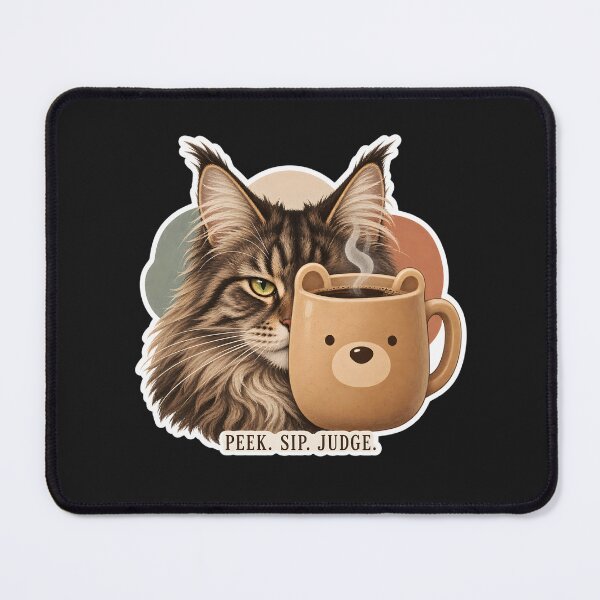 Item preview, Peek Sip Judge – Funny Maine Coon coffee Mug Cat designed and sold by Jaani-T.