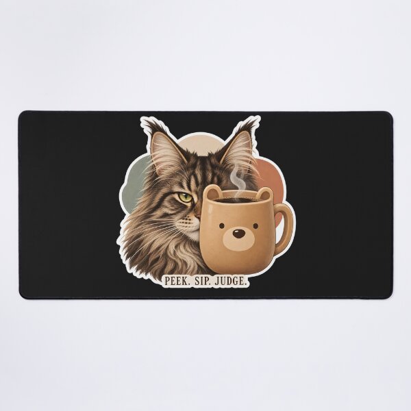 Item preview, Peek Sip Judge – Funny Maine Coon coffee Mug Cat designed and sold by Jaani-T.