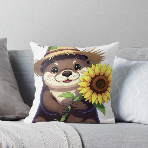 Item preview, Cute Scarecrow Sea Otter Hugging Golden Sunflower designed and sold by pumsquare.
