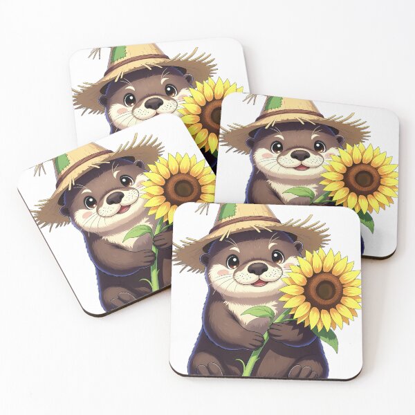 Item preview, Cute Scarecrow Sea Otter Hugging Golden Sunflower designed and sold by pumsquare.