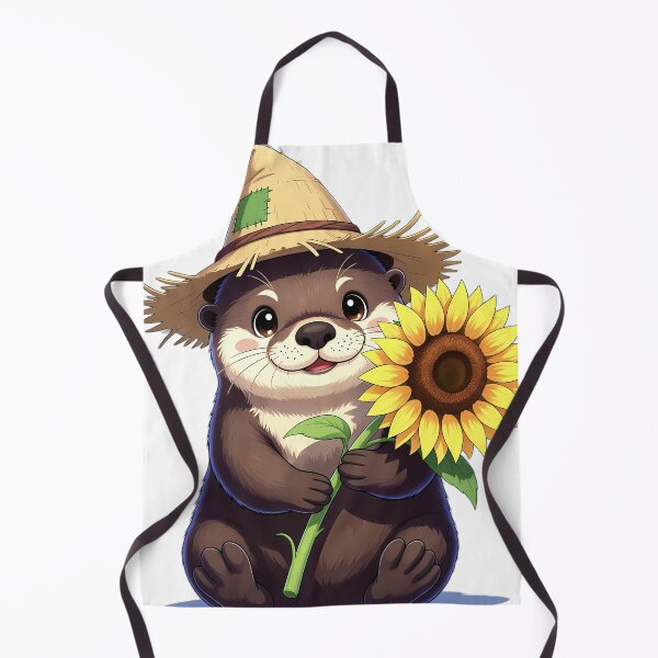 Item preview, Cute Scarecrow Sea Otter Hugging Golden Sunflower designed and sold by pumsquare.