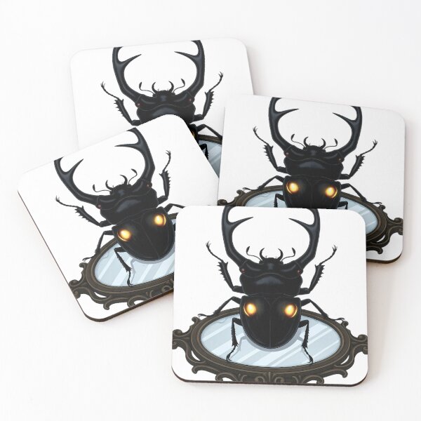Item preview, Gothic Stag Beetle Polished Bronze Scrying Mirror designed and sold by IllumeInk.