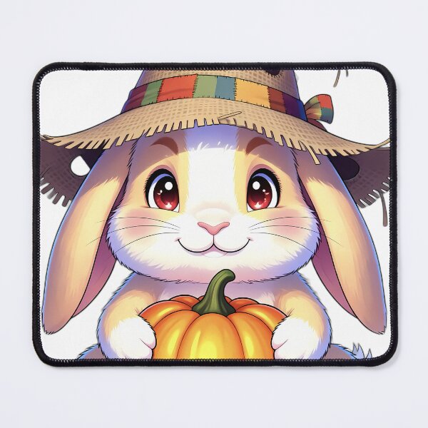 Item preview, Cute Scarecrow Lop Bunny Hugging Bright Autumn Pumpkin designed and sold by pumsquare.