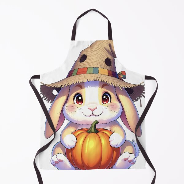 Item preview, Cute Scarecrow Lop Bunny Hugging Bright Autumn Pumpkin designed and sold by pumsquare.