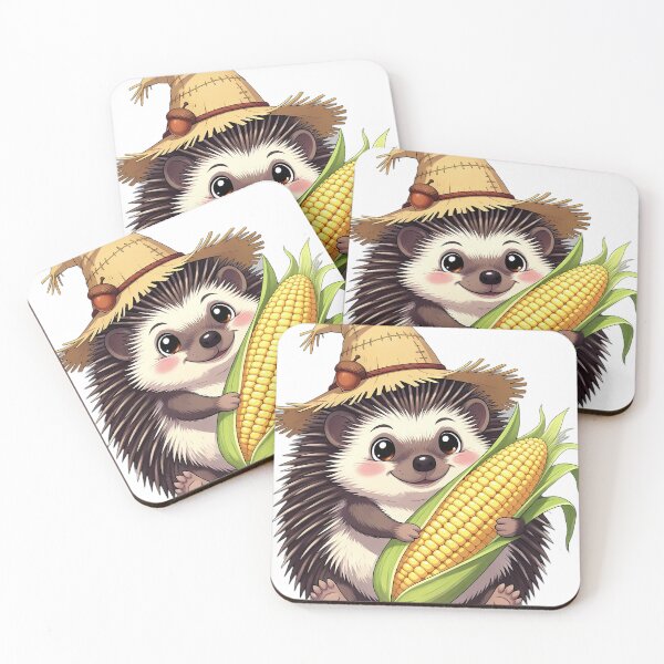 Item preview, Cute Scarecrow Hedgehog Hugging Sweet Harvest Corn designed and sold by pumsquare.