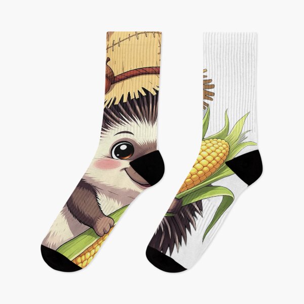 Item preview, Cute Scarecrow Hedgehog Hugging Sweet Harvest Corn designed and sold by pumsquare.