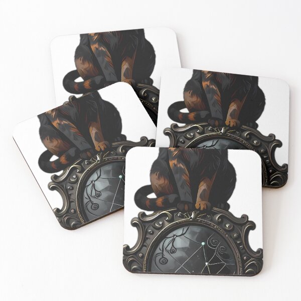 Item preview, Gothic Calico Familiar Cat Baroque Scrying Mirror designed and sold by IllumeInk.