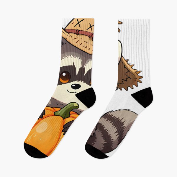 Item preview, Cute Scarecrow Raccoon Hugging Autumn Harvest Pumpkin designed and sold by pumsquare.