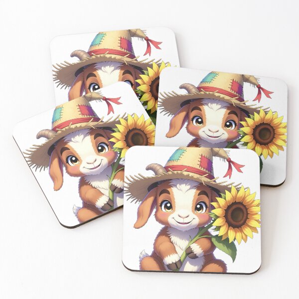 Item preview, Cute Scarecrow Baby Goat Hugging Golden Sunflower designed and sold by pumsquare.