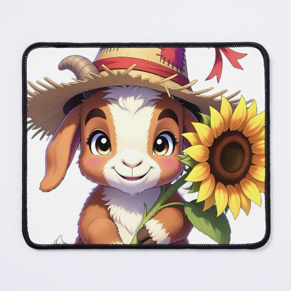 Item preview, Cute Scarecrow Baby Goat Hugging Golden Sunflower designed and sold by pumsquare.