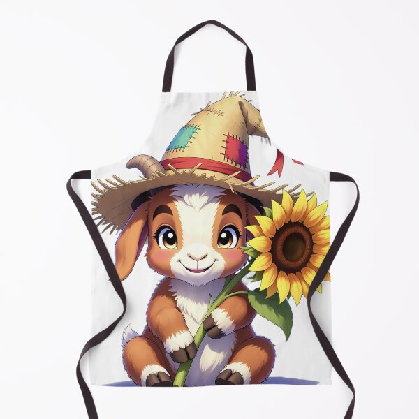 Item preview, Cute Scarecrow Baby Goat Hugging Golden Sunflower designed and sold by pumsquare.