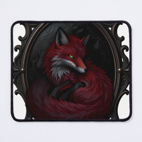 Item preview, Gothic Red Fox Antique Brass Scrying Mirror designed and sold by IllumeInk.